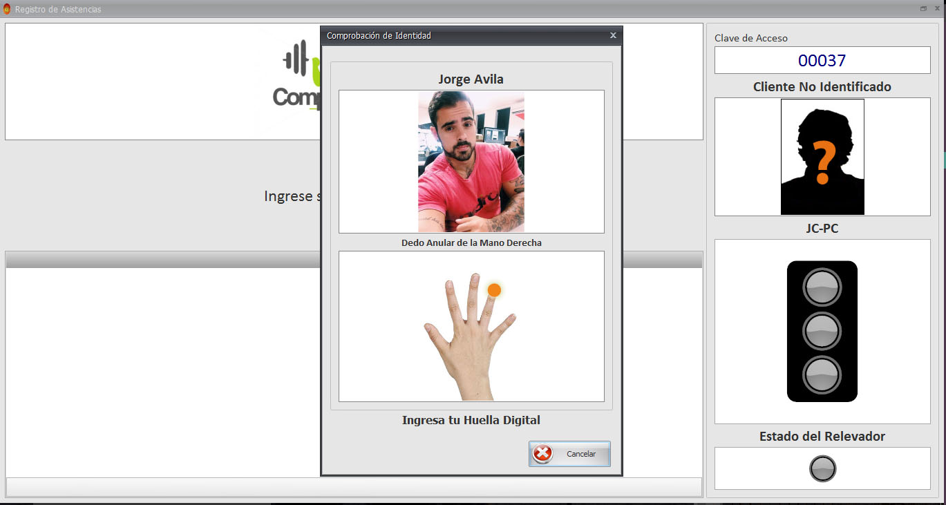 Registro con clave y huella digital